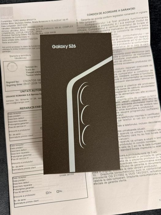 Vand Sau Schimb Samsung Galaxy S26 Sky Blue 5G Dual Sim 256Gb Nou Sigilalt !