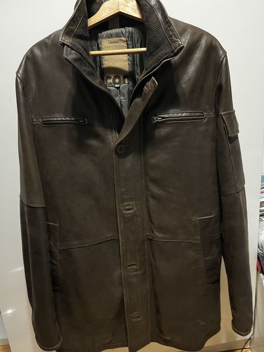 Шуба от дебела естествена кожа, тъмнокаф