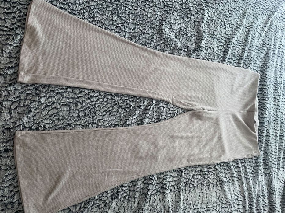Vand pantalon cu bumbac,tricotat,bej deschis,XL,nou,H&M