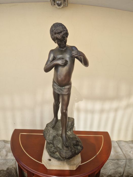 Уникална голяма антикварна френска фигура статуетка скулптура