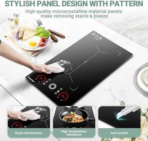 AMZCHEF индукционен плот 2 зони 3300W Flex Zone