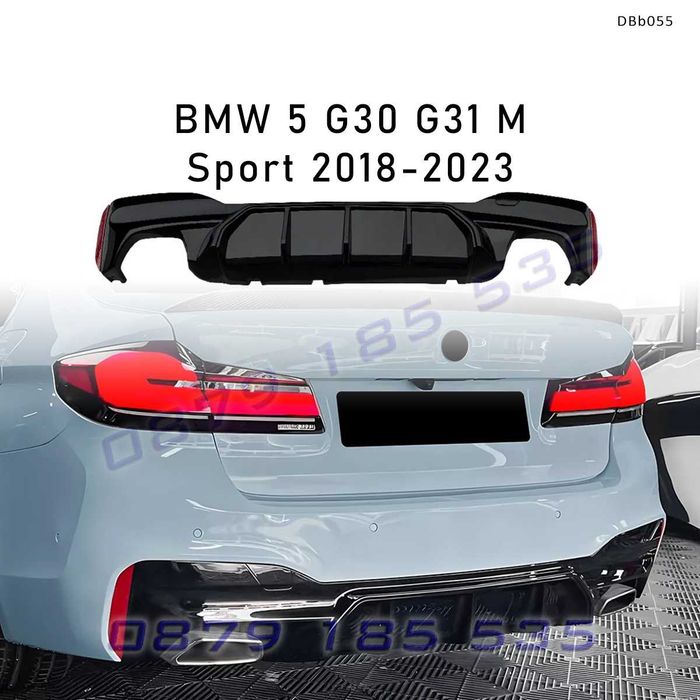 Заден дифузьор M5 Style за BMW 5 G30 G31 M Sport 2018–2023 черен гланц дифузор бмв г30 г31