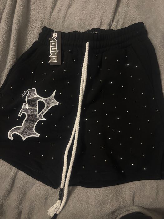 Pantaloni scurți / short Young Rich White negri, noi cu etichetă