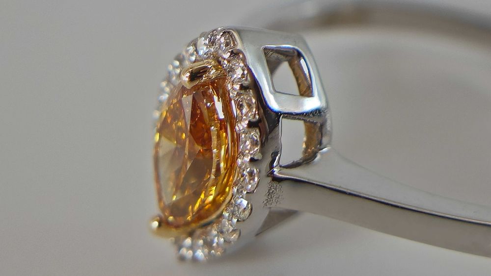 Inel 14K – diamant natural Fancy Deep Orange IGI