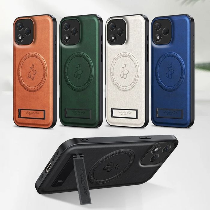 Honor 400 400 Pro / LEATHER MAGSAFE Кожен кейс гръб със стойка