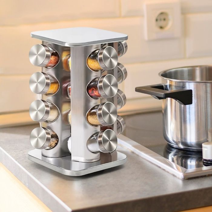 Въртящ се органайзер за подправки Cheffinger -С 16 бурканчета от неръ