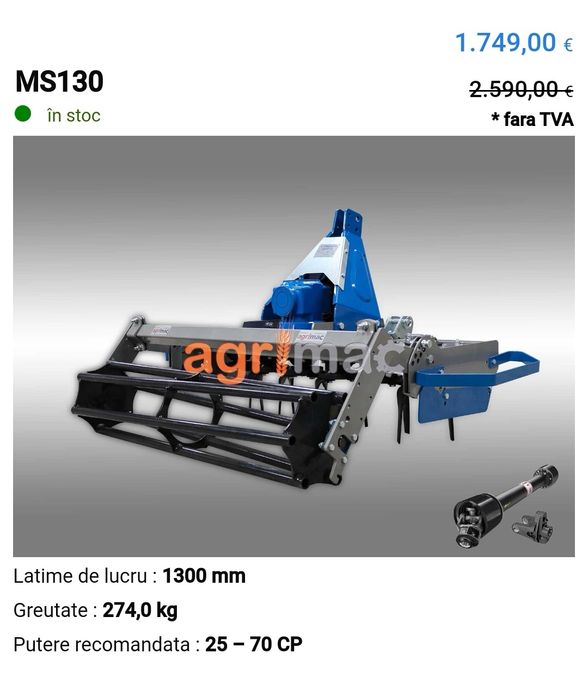 Freza noua rotativa pivotanta tractor sol pamant garanție piese stoc