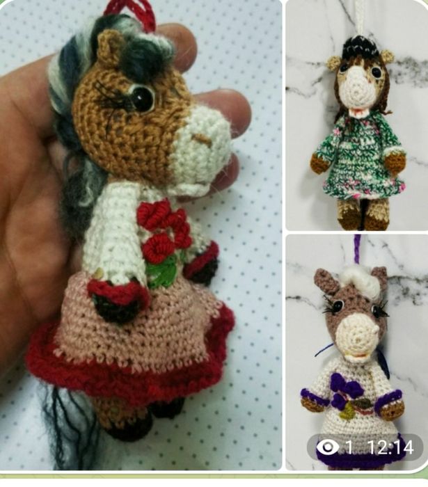 Брелоки лошадки вязаные