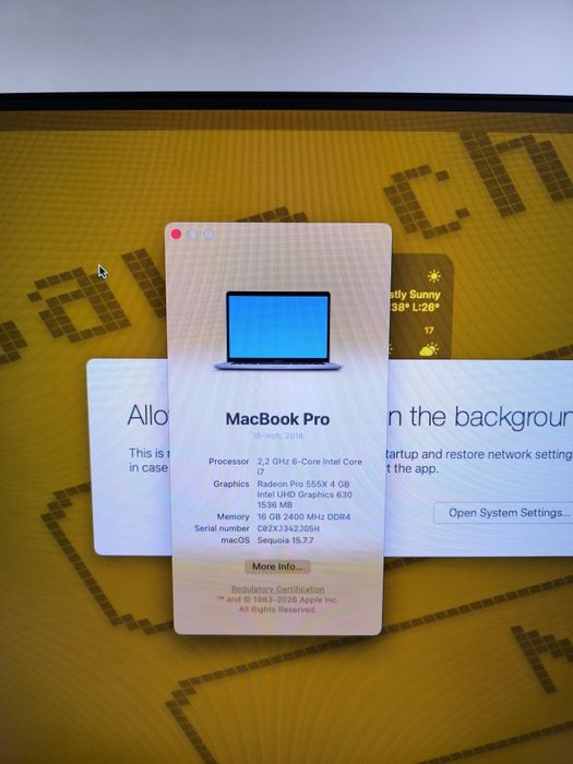 Macbook pro a1990  display ishlamidi