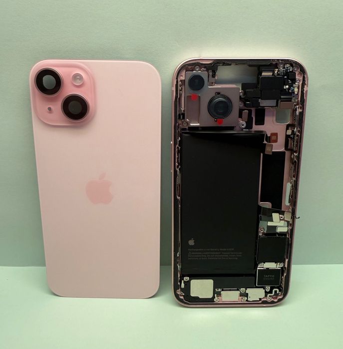 iPhone 15 Rose Roz rama baterie carcasa mijloc enclosure frame sticla spate