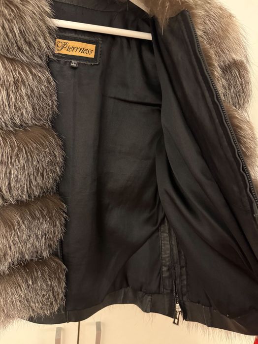 Haina de blana gri- vulpe polara, maneci detasabile