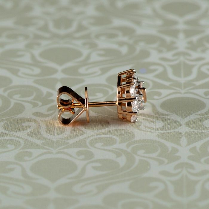 Cercei din aur roz 18k cu diamante, 2,93 grame (cod 8242)