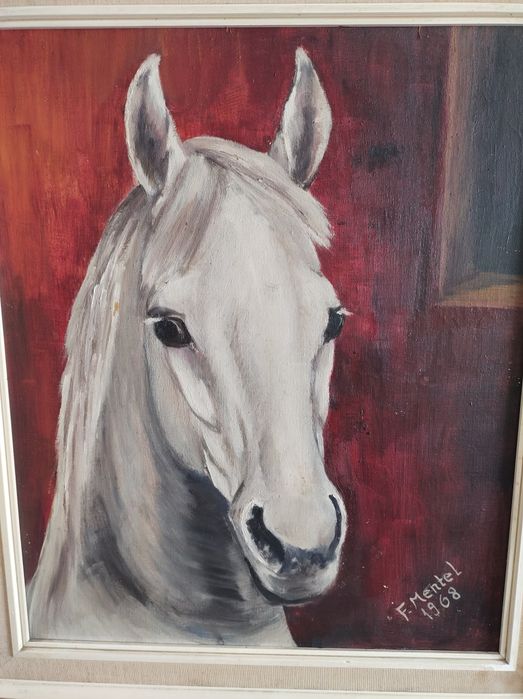 Tablou pe pânză pictat manual In ulei CAL ALB din 1968 semnat