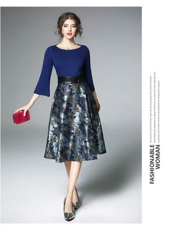 Вечернее платье с жакардовым рукавом