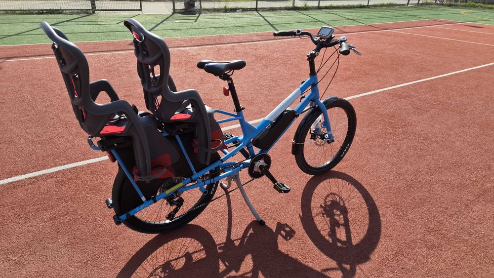 Bicicletă Cargo Electrică Yuba Kombi – Longtail, 2 Scaune Copii, Motor Central
