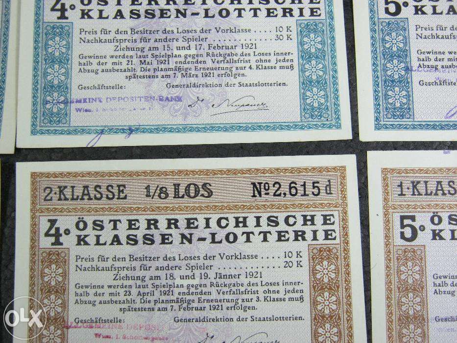 Lot,12 bucati,bilete vechi, LOTERIE AUSTRIA,1920-1921