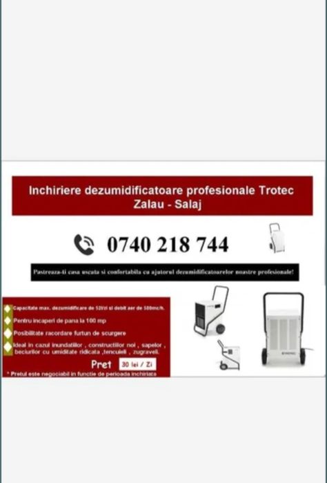 Închiriez Dezumidificatoare Profesionale Trotec Noi!