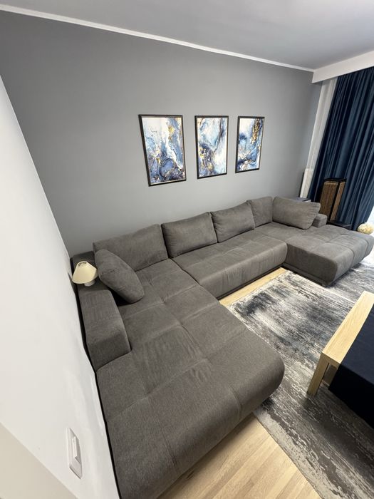 Colțar Mobexpert MONZA 6 locuri, extensibil, gri, 360 cm