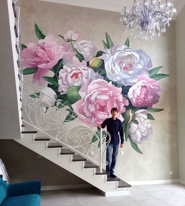 Роспись стен в Уральске. Художник. Аэрография. Граффити