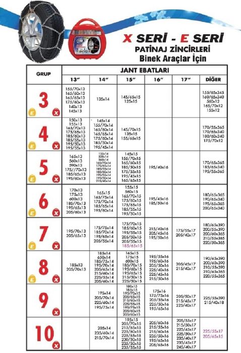 вериги за сняг knk  x - type -“меча стъпка” 12mm размер №3 ...