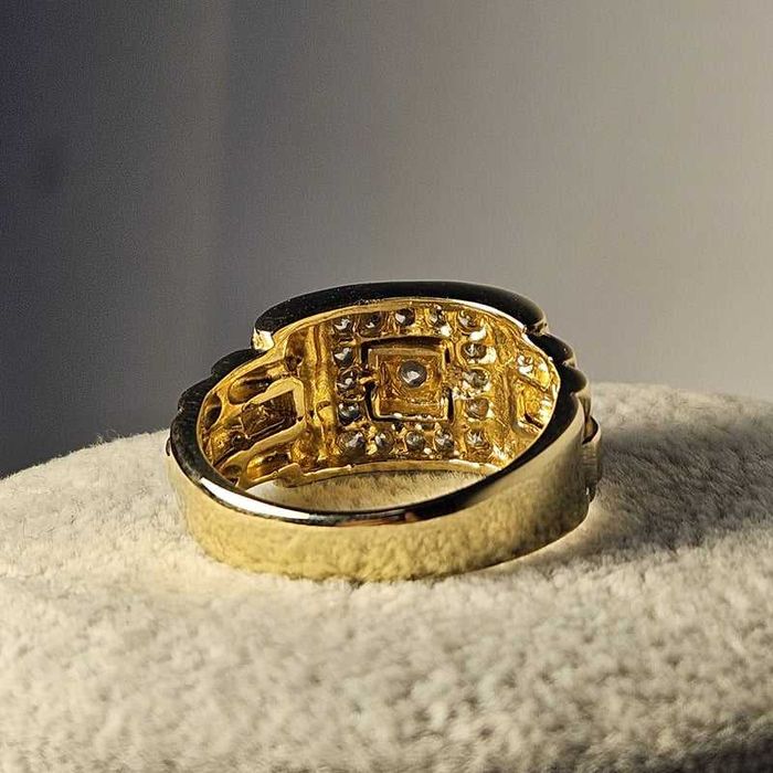 Inel barbatesc din aur galben cu pietre 14K, 10.37 Grame