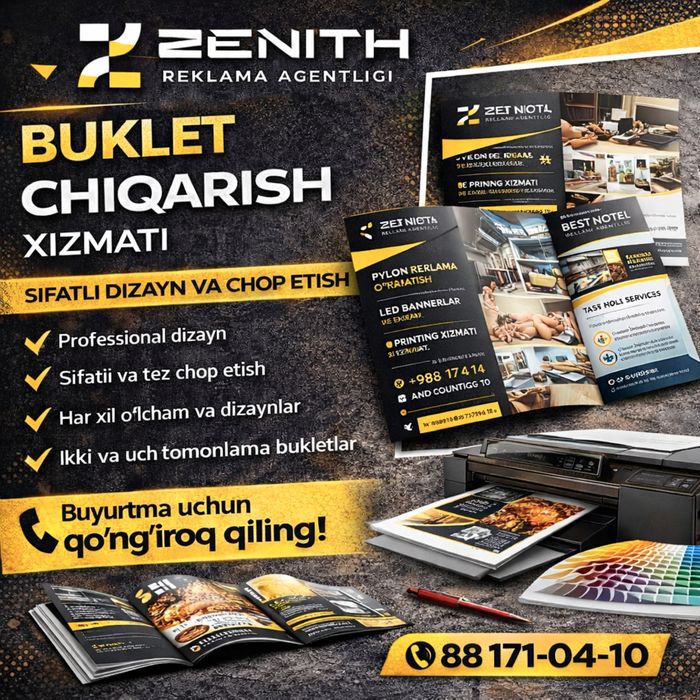 Buklet chiqarish xizmati | Professional dizayn va chop etish