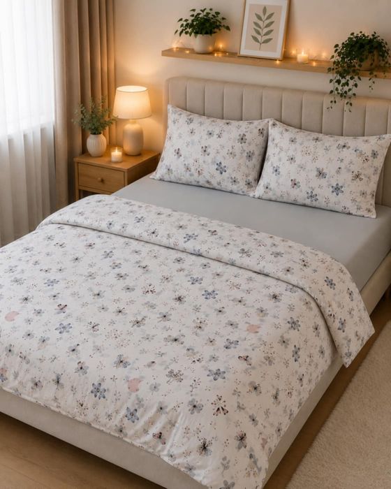 Lenjerii de pat din bumbac ranforce, 100% bumbac. Setul conține 2 fete de perna 50/70, cearceaf de pat 220/240, cearceaf de pilota 180/200