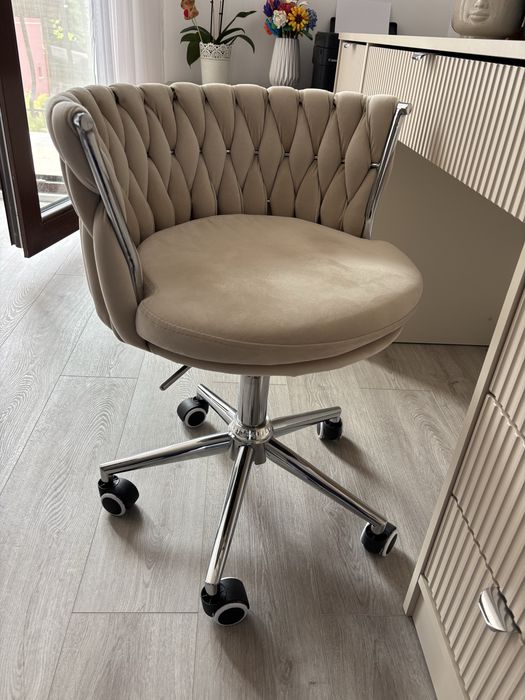 SCAUN PIVOTANT CATIFEA glamour II - bej deschis, baza cromata