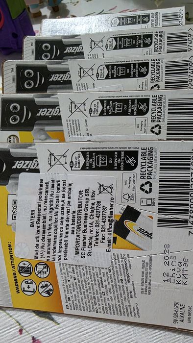 Baterii Energizer 9V Alkaline – Set 5 bucăți sau  10 bucăți – Noi