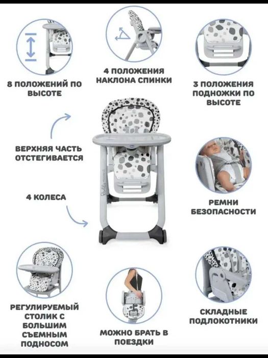 Продается детский стульчик для кормления Chicco Polly Progress 5