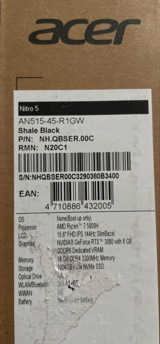 Acer Nitro 5 16Gb / 1000Gb SSD / новый