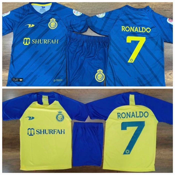 CR7 Роналдо син и жълт детски екип Титулярен резервен Ал Насър 2023г