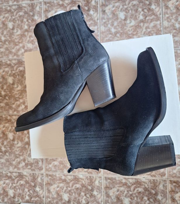 Botine negre din piele întoarsă Nabuc