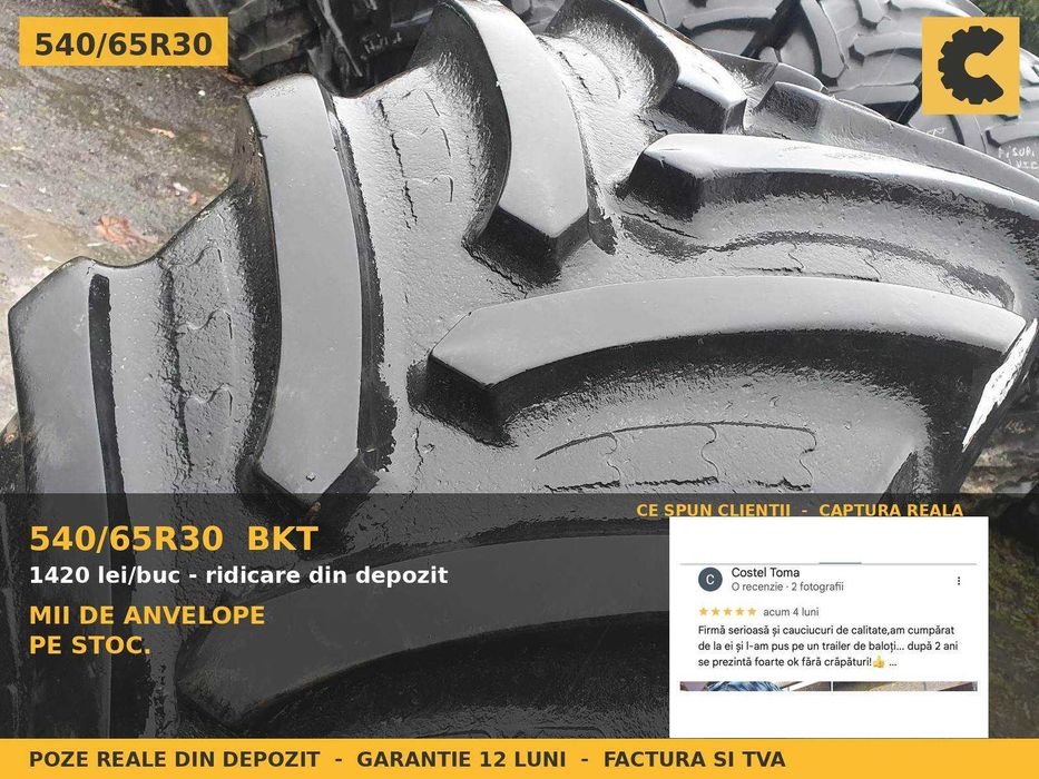 ANVELOPE 540/65R30 BKT Cauciucuri Tractor Spate 4x4 New Holland Case Deutz Valtra SH GARANTIE 12 Luni Factura TVA