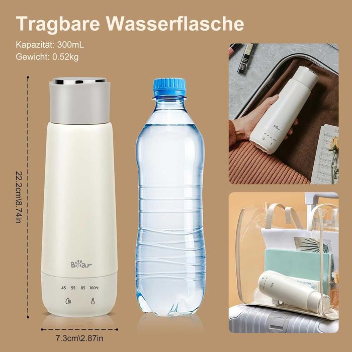 Електрическа кана Bear 300ml, неръждаема стомана 304, преносим
