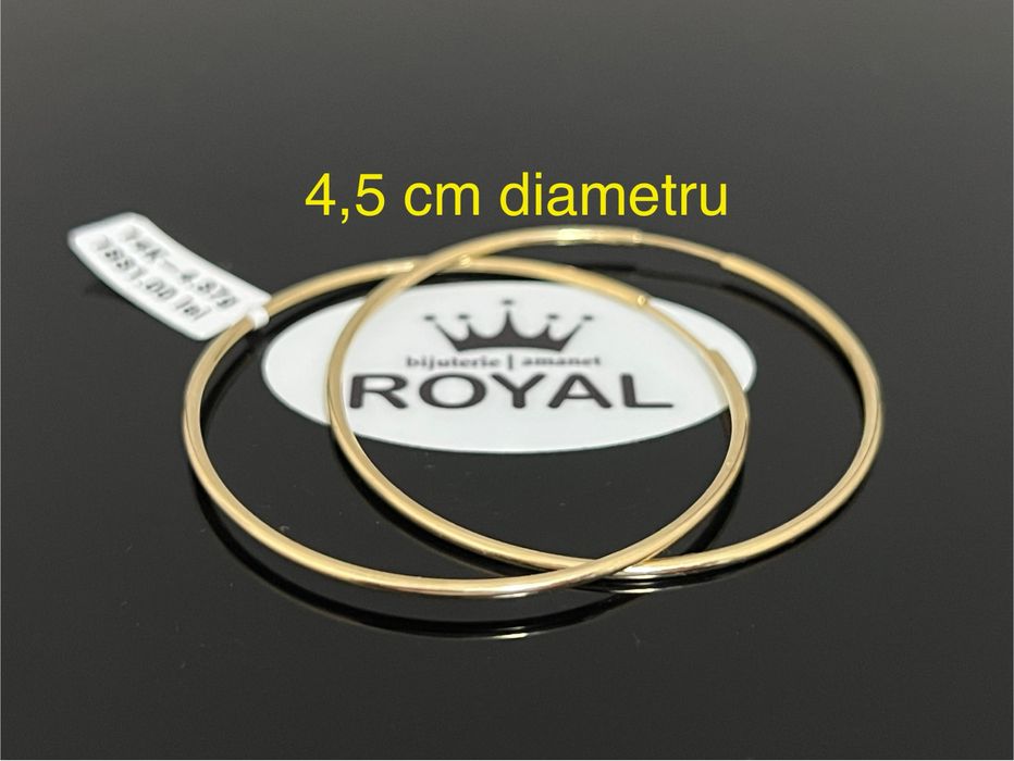 Bijuteria Royal CB : Cercei mari rotunzi aur 14k 4,37 grame