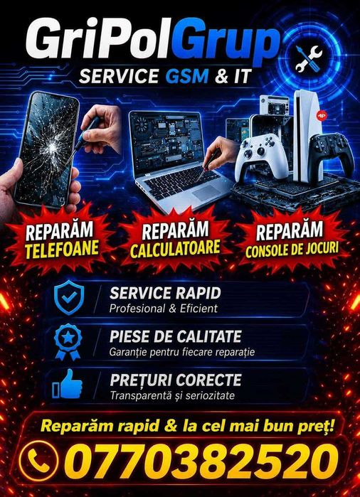 Reparatii Telefoane, Tablete ,Laptop,PCsi Console PS4,PS5XBOX one