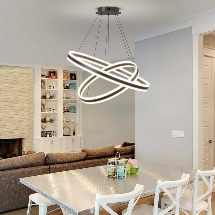 Модерен LED полилей Fordeson, 2 пръстена, димиране, SX-40+60см