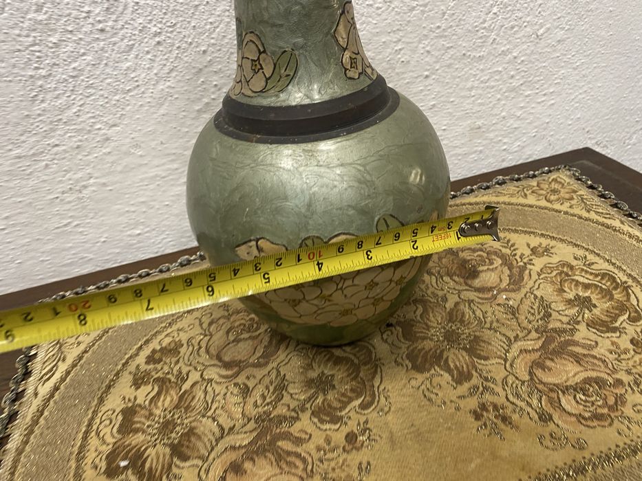 Японска месингова ваза Japan 1920 1940 ръчно рисувана