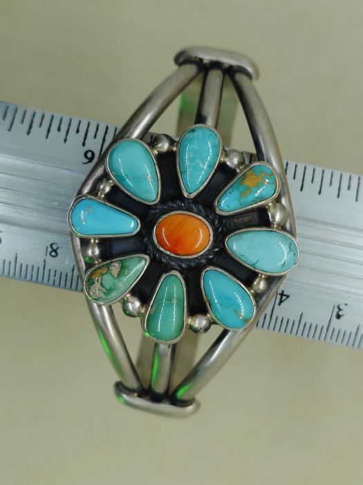 Brățară argint turcoaz Navajo „HS Sterling” – SUA 1980