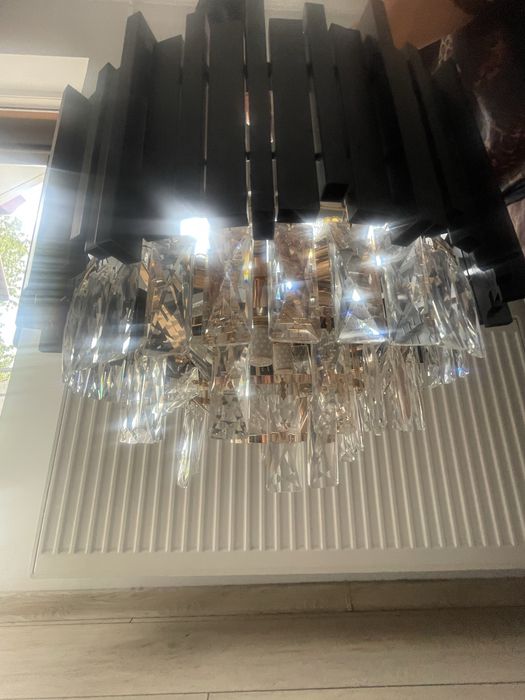 Candelabru Lustra Negru cu auriu, pietre stralucitoare
