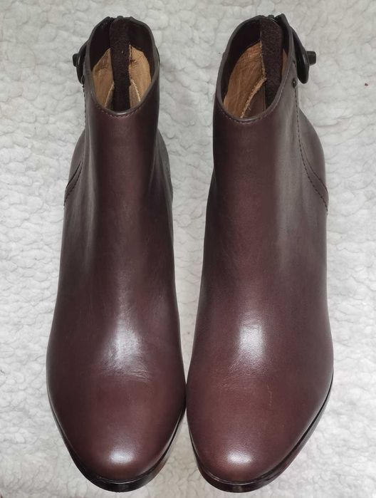 Botine maro dama originale piele naturala Coach ghete office femei