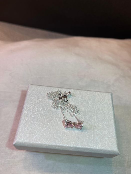 Colier pink bow silver 925