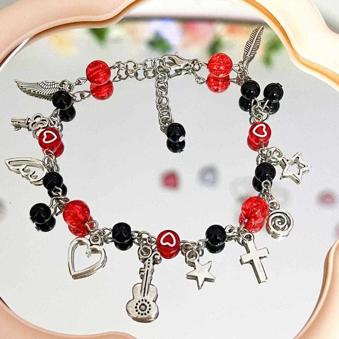 y2k goth red handmade bracelet