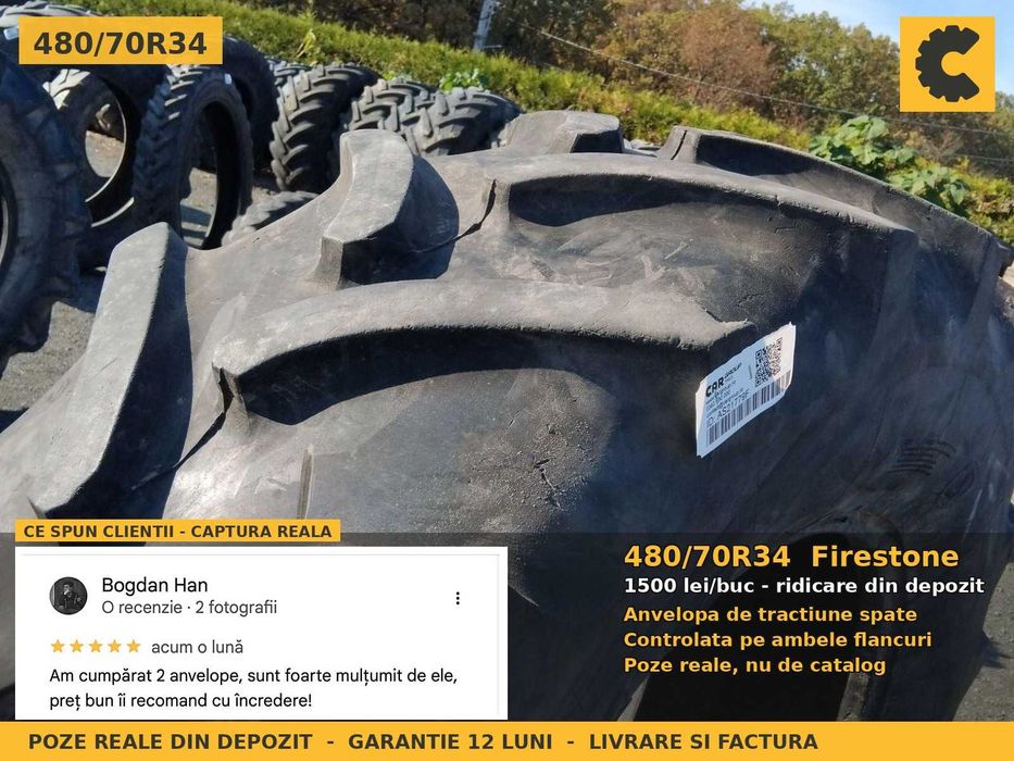 Cauciucuri Anvelope 480/70R34 480/70 R34 18.4R34 480/70-34 4807034 Firestone Tractor Punte Spate Tractiune SH Second Hand IEFTIN Oferta Pret Bun