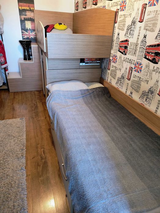 Mobila dormitor adolescenti  Lem's cu 2 paturi de o persoană