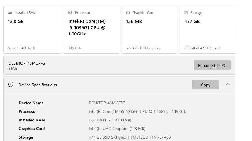 Laptop Lenovo Ideapad 3 15IIL05, i5-1035G1, 512GB SSD, 12 GB RAM