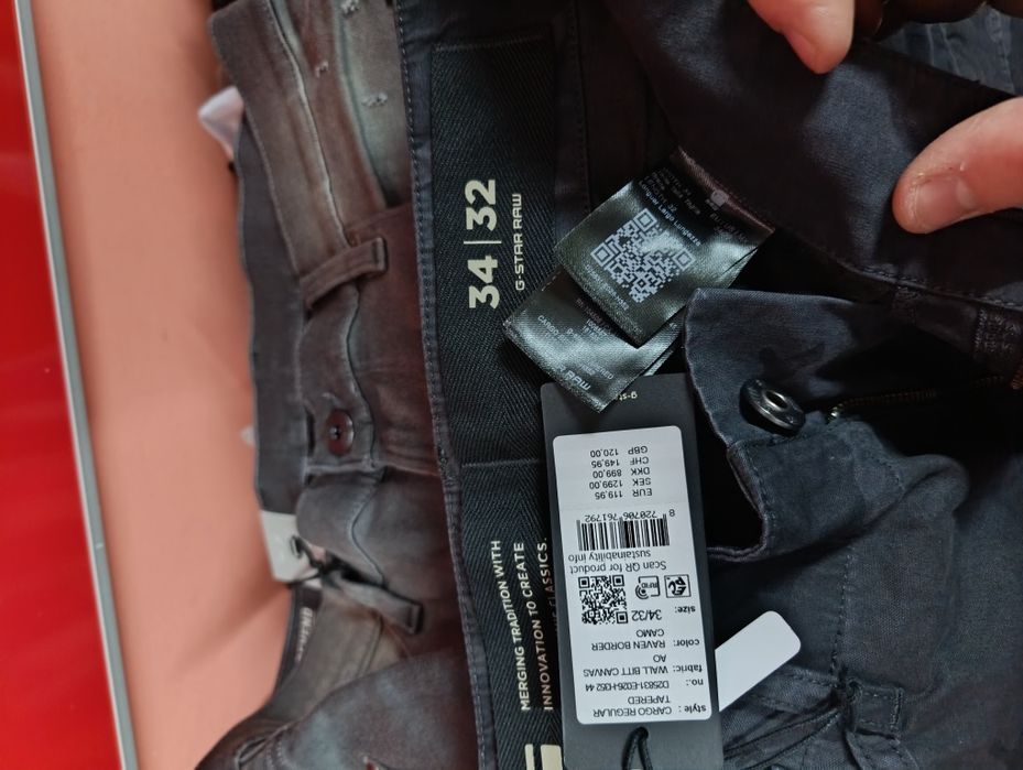 Оригинален панталон G-Star Raw Cargo W33 , W34 нов мъжки черен