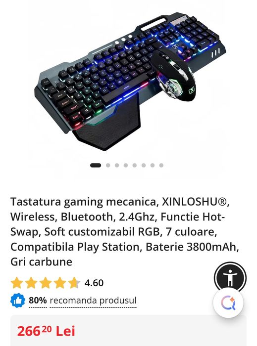 Tastatura gaming mecanica fara fir