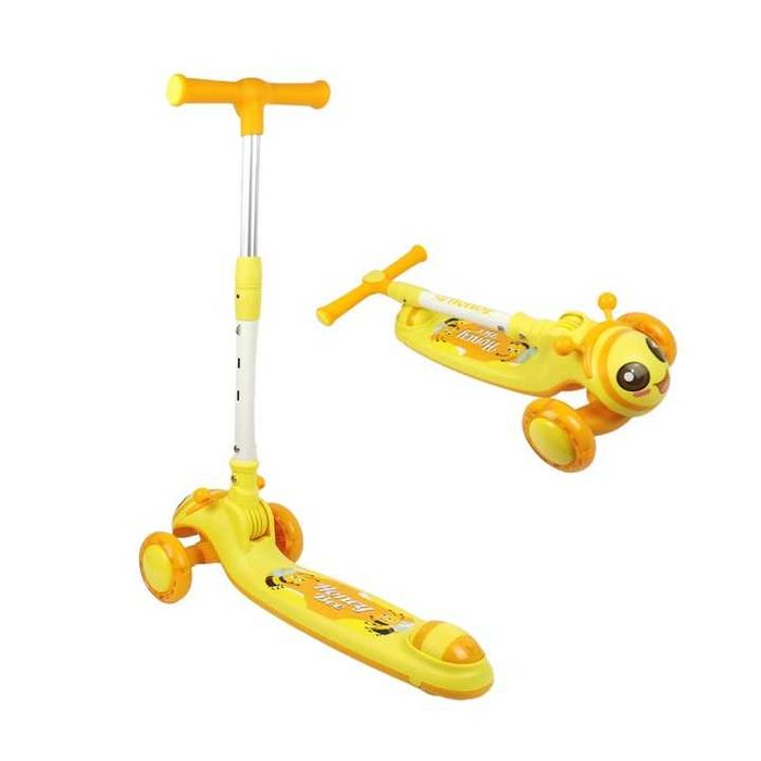 Детска тротинетка, Сгъваема, Светеща, Музикална, Пчела, 3 цвята